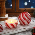 Conelist 2 Pcs Candy Christmas Ball Candles 3.9 Inch Red and White Christmas Ornament Candle Decor Cinnamon Scented Mercury Glass Xmas Table Decorations for Holiday Party Gifts