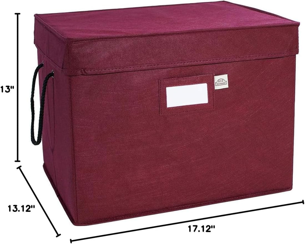 612 Vermont Christmas Ornament Storage Box, Holds 36-4 Inch Ornaments | Adjustable Acid-Free Dividers, 3 Removable Trays with Handles, Assembled Dimensions: 17 x 13 x 13 Inch