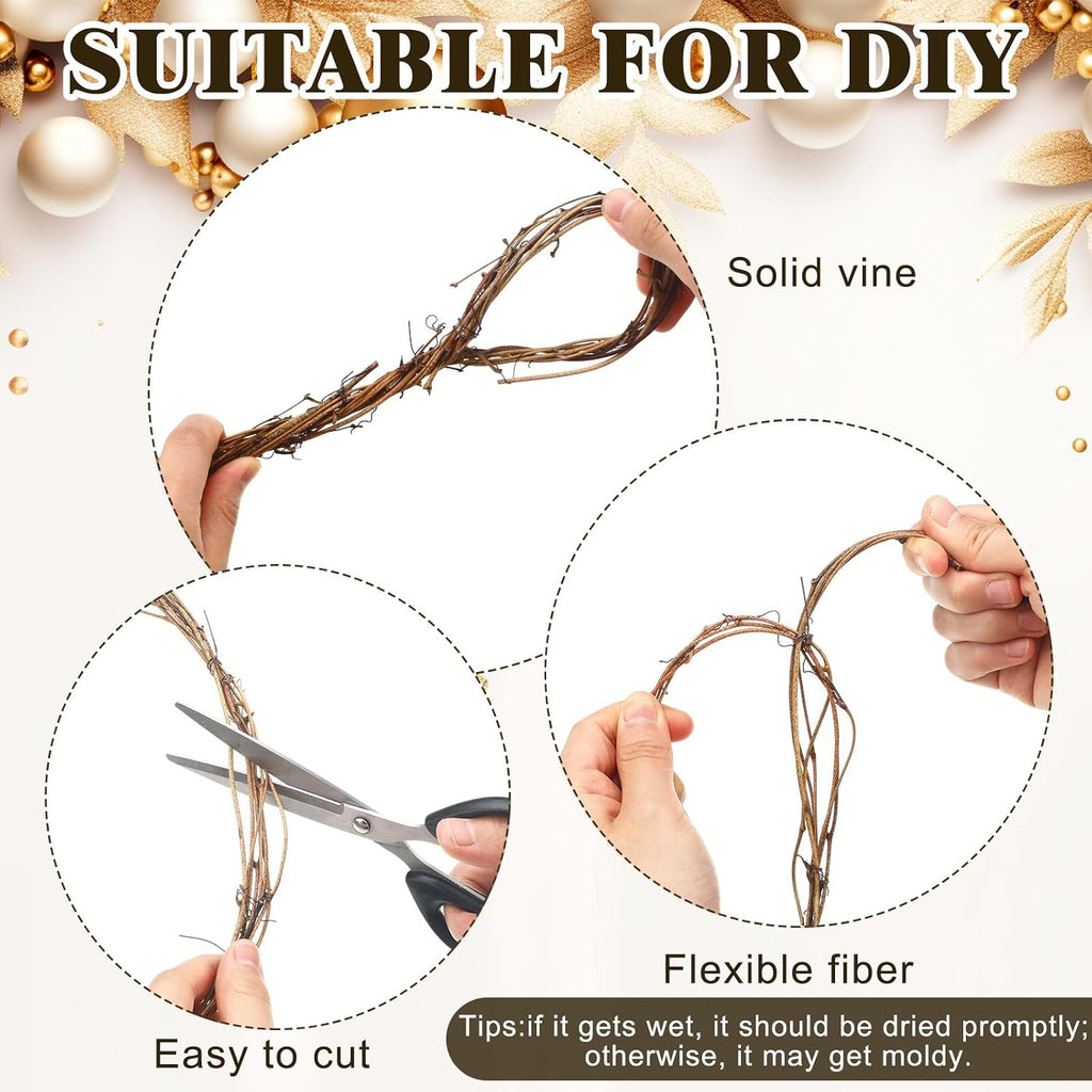 janinka 12 pcs 15 feet grapevine garland natural, close-up detail