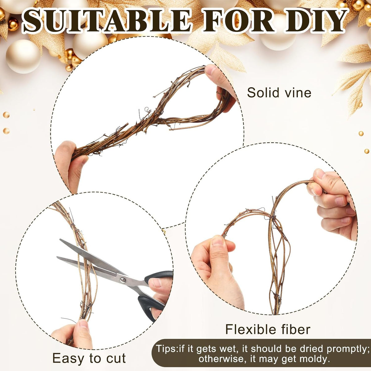 janinka 12 pcs 15 feet grapevine garland natural, close-up detail