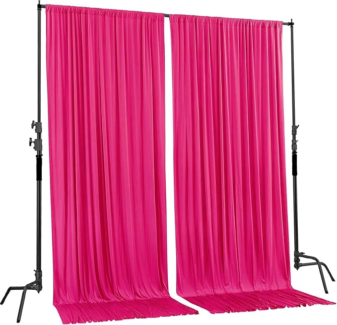 AK TRADING CO. 10 feet x 8 feet IFR Polyester Backdrop Drapes Curtains Panels with Rod Pockets - Wedding Ceremony Party Home Window Decorations - Fuschia