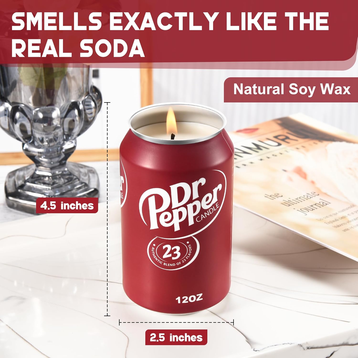 Doctor Pepper Candle - Smells Like the Real Soda - Cute Candles for Cool Gifts - Funny Candles for Any Occasion - Cute Things for Aesthetic Room Decor - Cool Candle for Cool Things