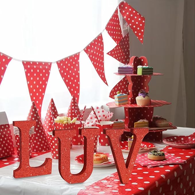 TONIFUL 8 Inch Red Glitter Letter L Table Centerpiece A-Z Red Birthday Party Decorations,Red Alphabet L for Birthday,Chrismas,Graduation,Bridal Shower,Wedding,Anniversary Party Supplies