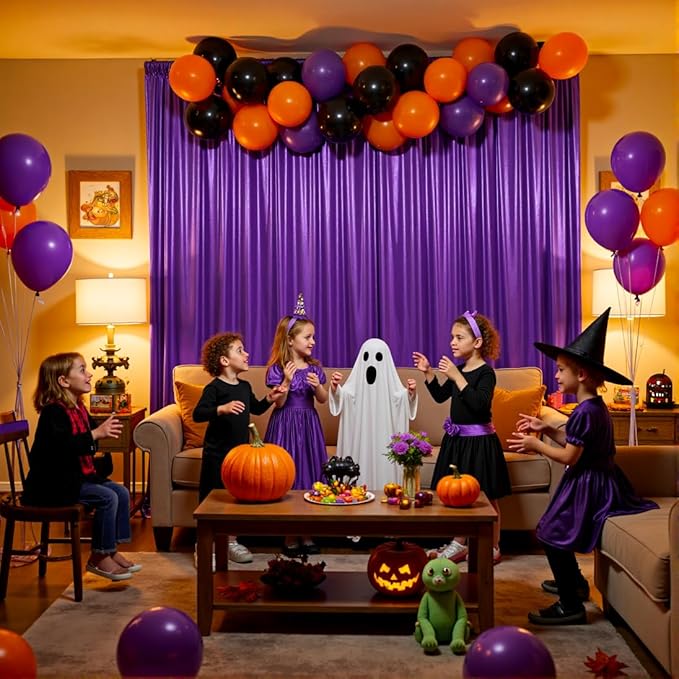 gogoparti 10x10FT Purple Sequin Backdrop Curtain - 2 Panels of 5x10FT Wrinkle-Free Glitter Drapes for Photography, Birthdays, Weddings & Graduations