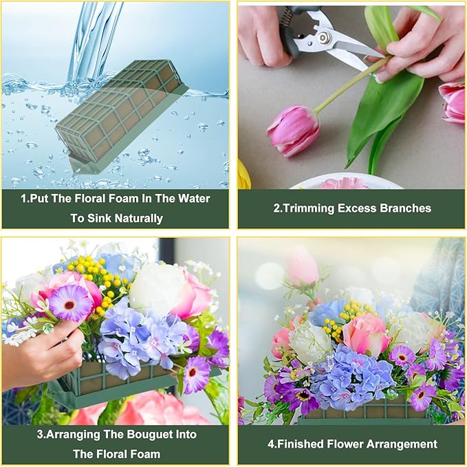 6 Pack Floral Foam Cage, Premium Floral Cage Foam Box for Fresh and Artificial Flowers – Perfect for Wedding, Home and Garden Decorations(11.8 x 4.7 x 3.15 inch)