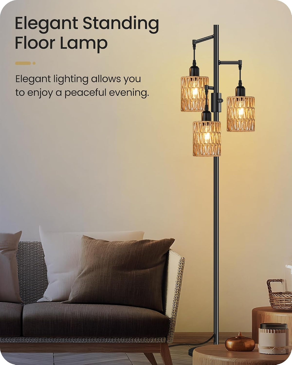 dimmable floor lamp, farmhouse tall standing 70.3" tree on a desk or shelf