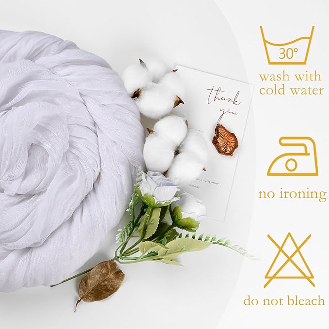6 Pack White Cheesecloth Table Runner 10ft Boho Gauze Fabric Cheese Cloth Table Runner 35 x 120 Inch Rustic Sheer Runner for Romantic Wedding Decor Baby Shower Party Table Centerpiece Decoration