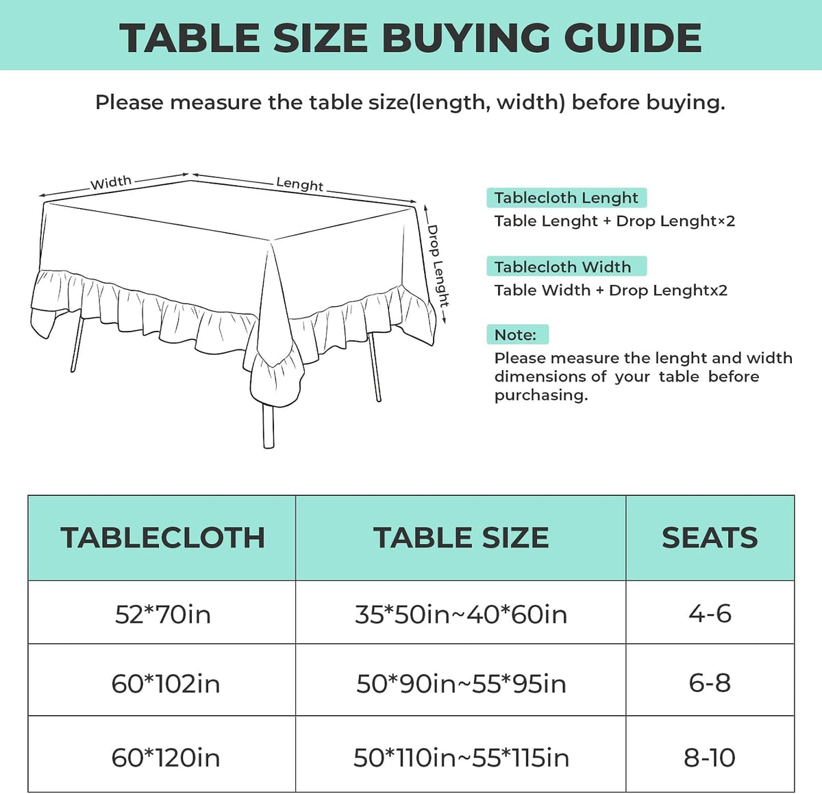 PartyDelight Gingham Ruffle Tablecloth Black White Checkered Rectangular Wash...