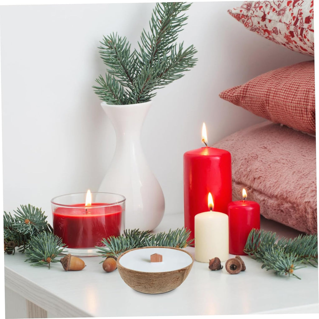 NUOBESTY Coconut Shell Aromatherapy Candle Cup Large Wax Bowl Candle Holders for Cozy Decor