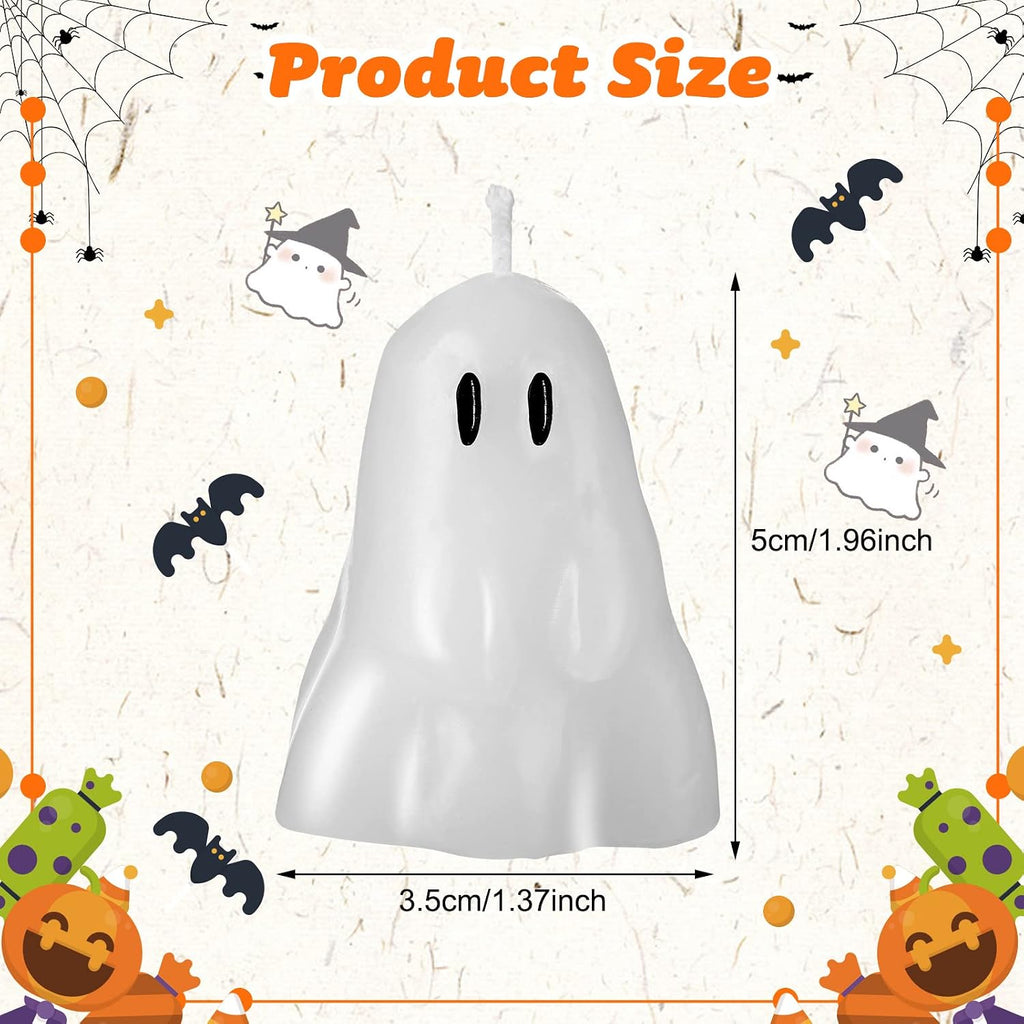 Jutom 10 Pcs Halloween Ghost Candles White Burning Candles Soy Wax for Halloween Home Table Party Decorations(Classic)