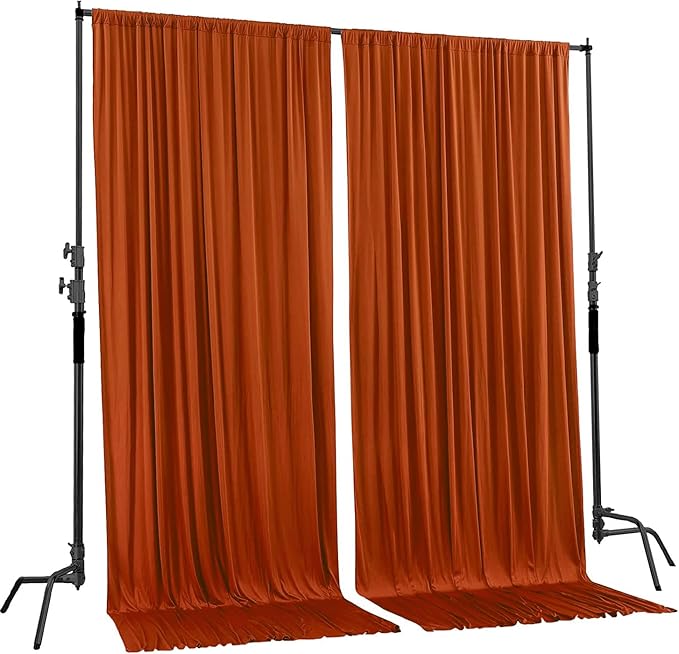 AK TRADING CO. 10 feet x 10 feet Rust IFR Polyester Backdrop Drapes Curtains Panels with Rod Pockets - Wedding Ceremony Party Home Window Decorations