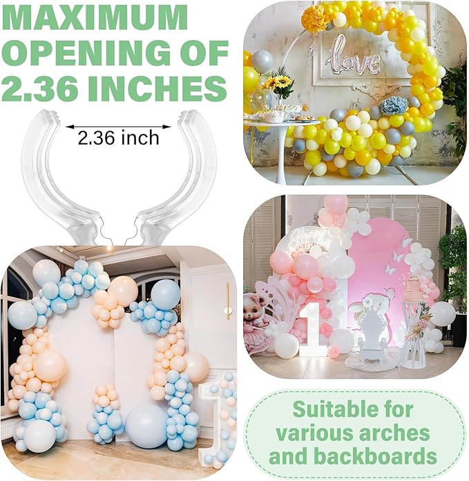 LemonRoad 20 Pack Large Balloon Arch Clips Plastic Transparent Backdrop Spring Clamps 3.5 Inch Heavy Duty Clip for Balloon Arch Kit Birthday Decoration Crafts Woodworking Photography Studios (Clear)