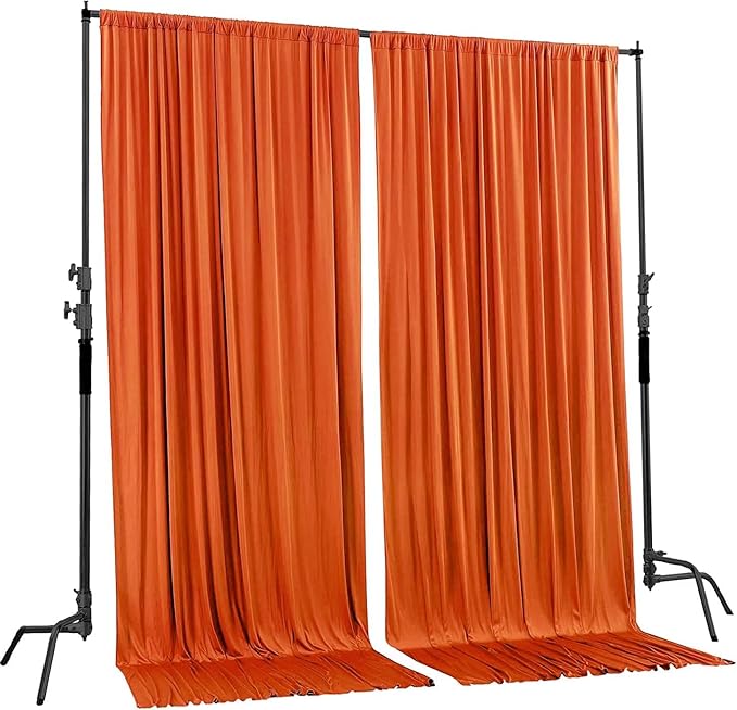 AK TRADING CO. 10 feet x 8 feet Polyester Backdrop Drapes Curtains Panels with Rod Pockets - Wedding Ceremony Party Home Window Decorations - Orange (DRAPE5X8-ORANGE) (Pack of 2)