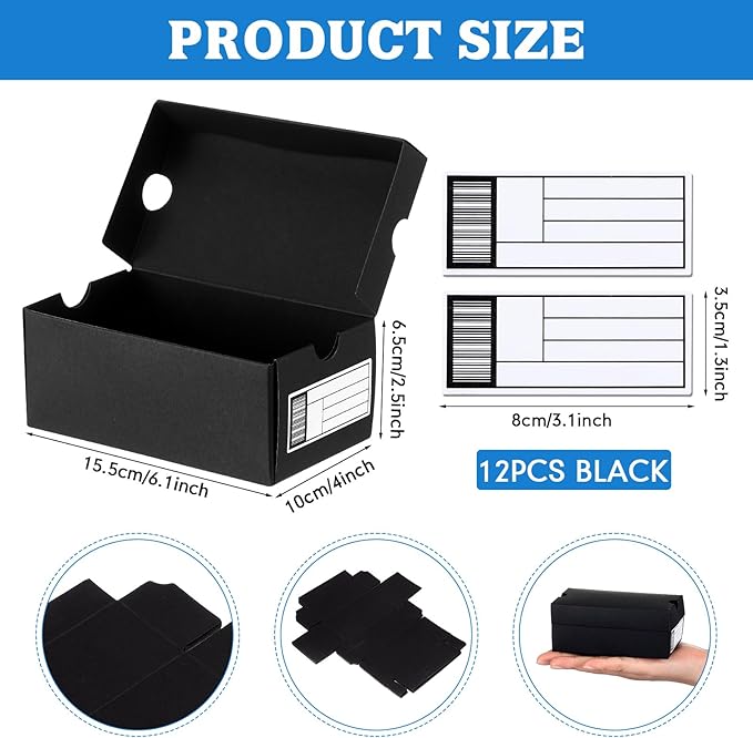 12 Sets Mini Shoe Gifts Boxes for Party Favors 6.1 x 3.9 x 2.5 Inches Sports Mini Sneaker Box with Editable Label for Candies Cookies Snacks(Black,6.1 x 3.9 x 2.5 Inches)