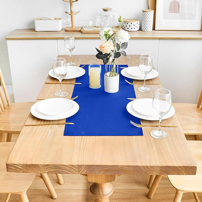 2 Pack Blue Small Short Table Runner 12 x 36 Inch Solid Color Runners Coffee Table Dresser for Daily Party Home Decoration