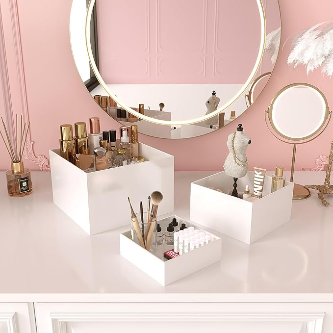 PecMuikee Buffet Risers, Food Risers for Buffet Table, Display Stand Shelf for Catering Dessert Collectibles Jewelry Figures Show, Acrylic Cube Display Nesting Risers with Hollow Bottoms 3PCS 8"9"10"
