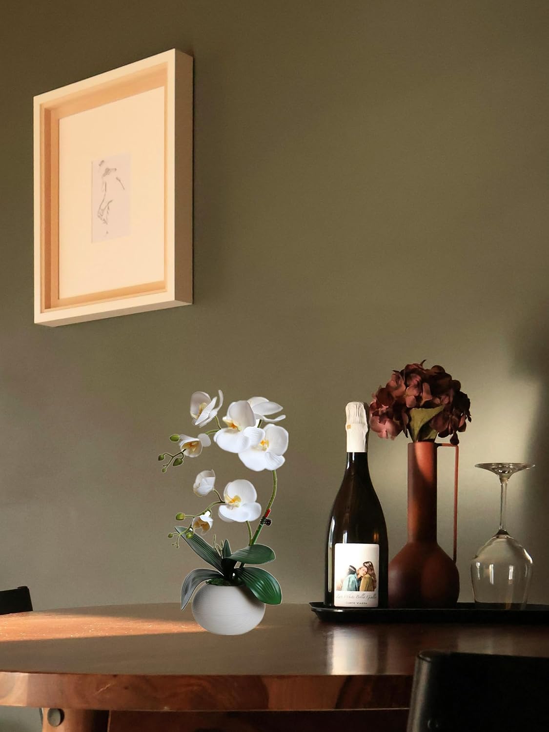 forlaoers tall 17" white real touch orchid artificial, package contents