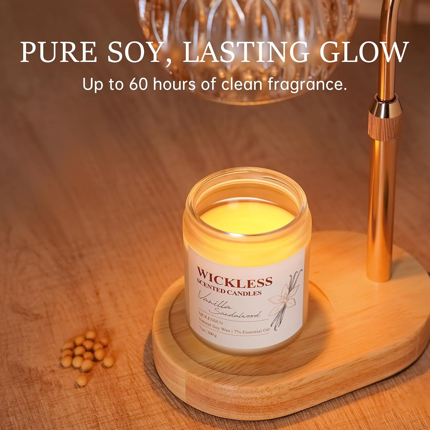 Vanilla Sandalwood Wickless Candle for Candle Warmer Lamp with 10ml Essential Oil for Custom Aroma, Flameless Non-Toxic Soy Scented Candle for Home, Monter's Day or Birthday Gifts for Women & Men