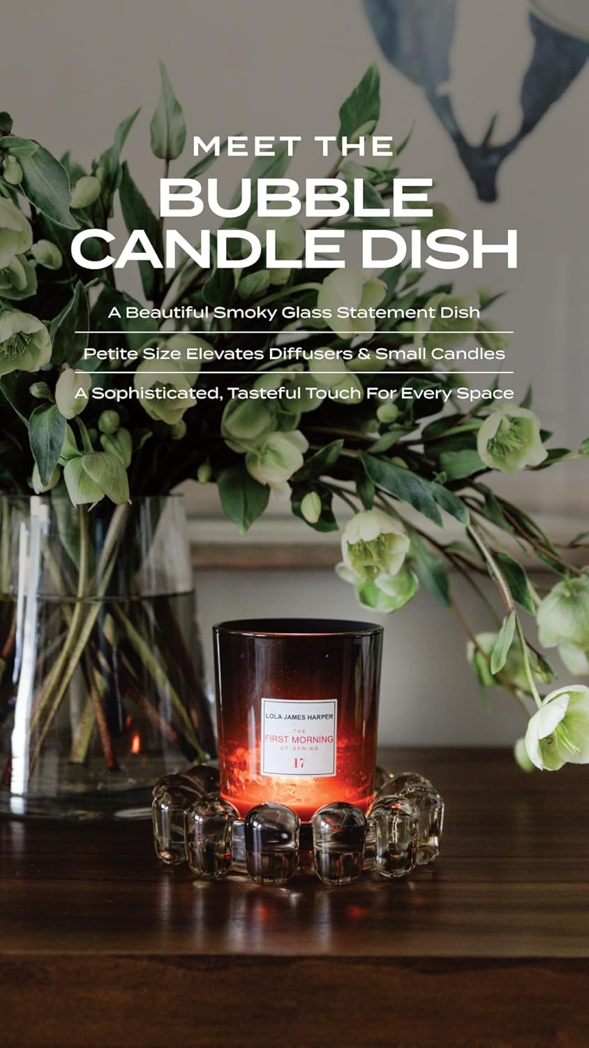 Alice Lane Home Collection Original Smoky Glass Small Bubble Candle Dish | Votive and Candle Plate, Diffuser Base, Wax Catcher, Decorative Tray, Jewelry Catchall, Decorative Tabletop Accent