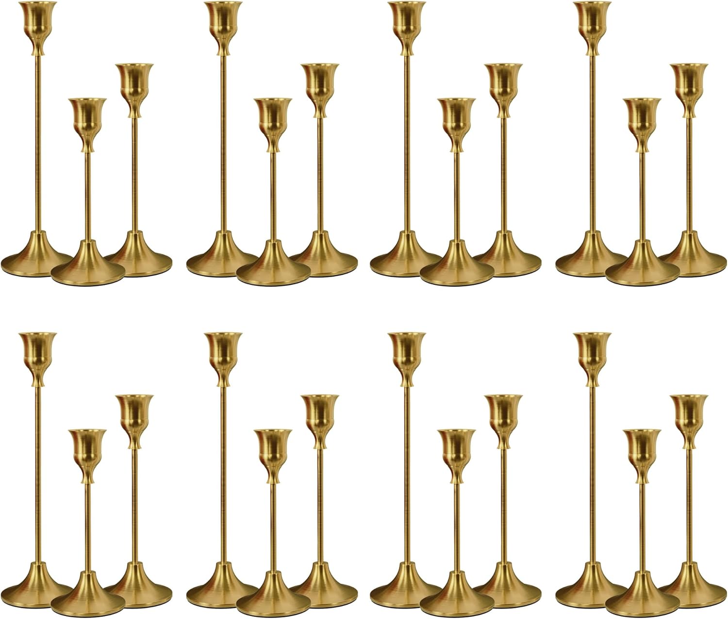 NLBTW Taper Candle Holders Bulk, Set of 24 Brass Gold Vintage Candle Sticks Holder Decor Home Decor Centerpieces for Table Festive Wedding Decorations