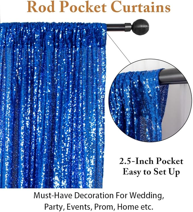 ShinyBeauty Royal Blue 8FTx8FT Sequin Photo Backdrop Sequin Backdrop Curtains Photography Backdrop Happy Birthday Backdrop for Party Chirismas Wedding Prom