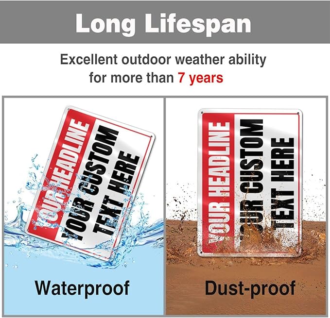 Custom Signs Outdoor Metal - 12 x 8 Personalized Entrance Garden Hazard Parking Signs for Business, Rust-Proof .040 Aluminum (Personalized Headline)