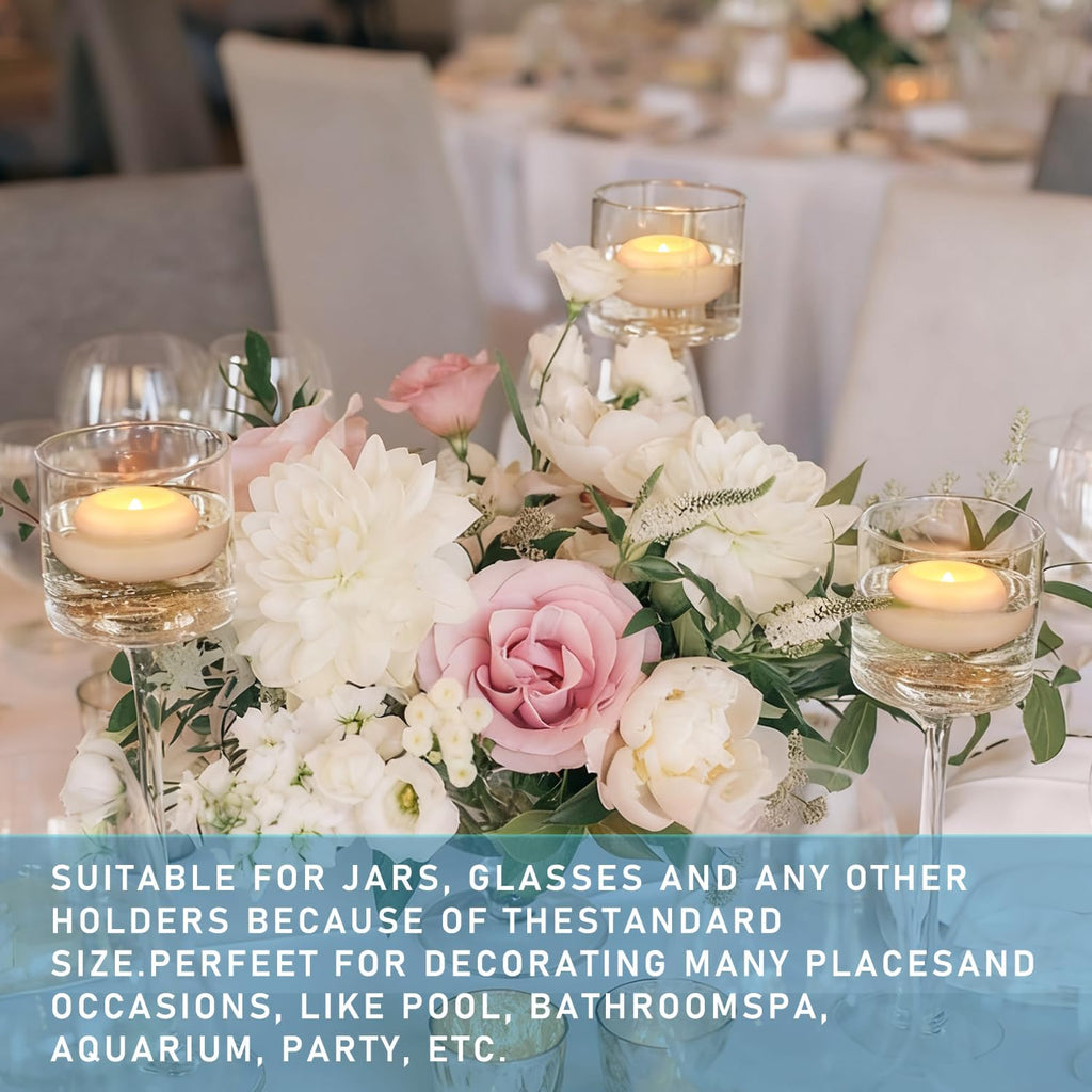 50 Pack 2”Floating Candles Water-Activated Flameless LED Candle, Warm White Battery Operate Waterproof Tealights for Cylinder Vases, Centerpieces at Wedding, Party, Pool,Romantic.