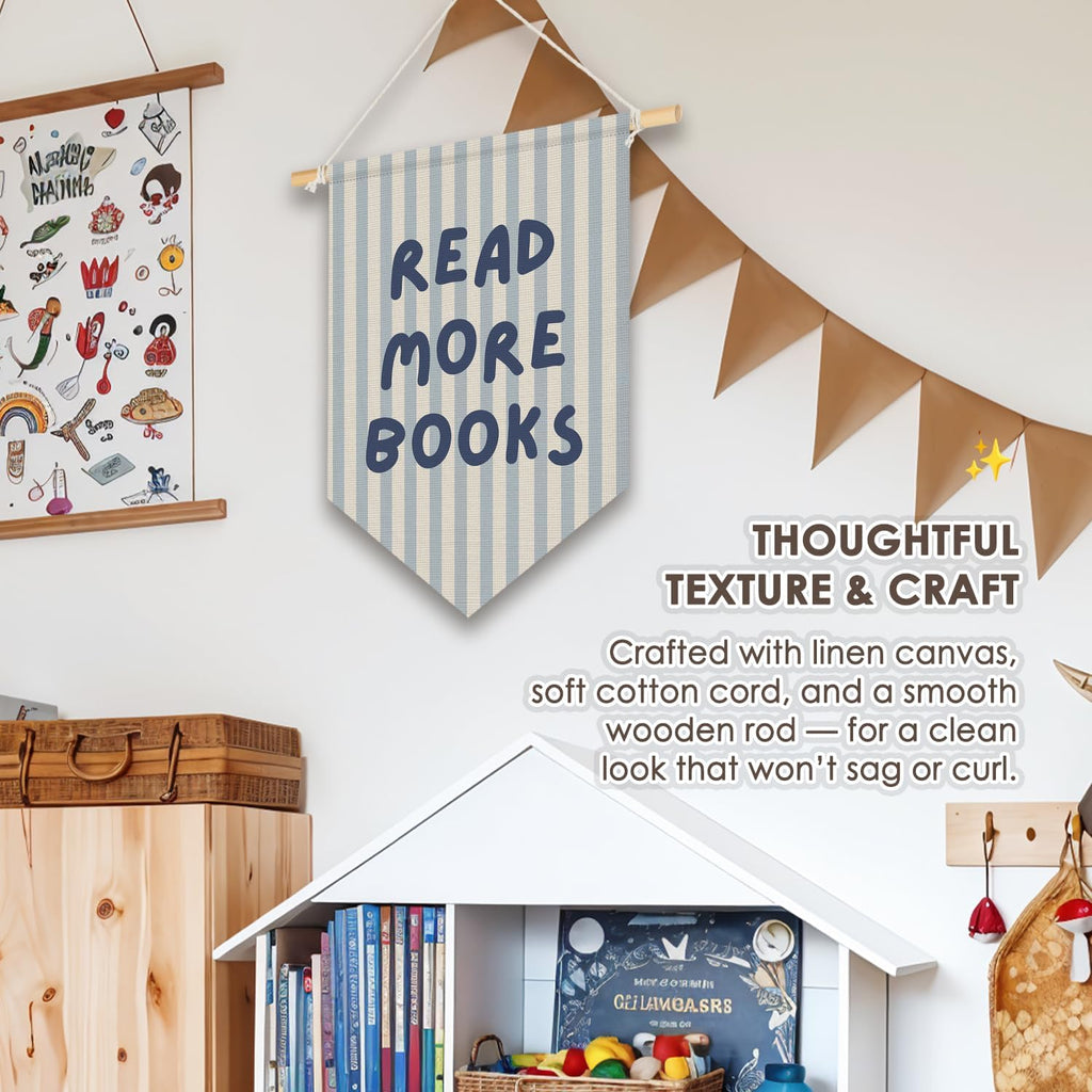 Wheatwin Classroom Reading Nook Decor, Read More Books Pennant Flag for Reading Corner Classroom Library 15x11 Inch