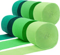 PheiLa Green Crepe Paper Streamers 6 Rolls 492ft, Crepe Paper Birthday Decorations Green Party Supplies for DIY Gift Wrapping Wedding Holiday Party Decor, 1.77 Inch x 82 Ft/Roll