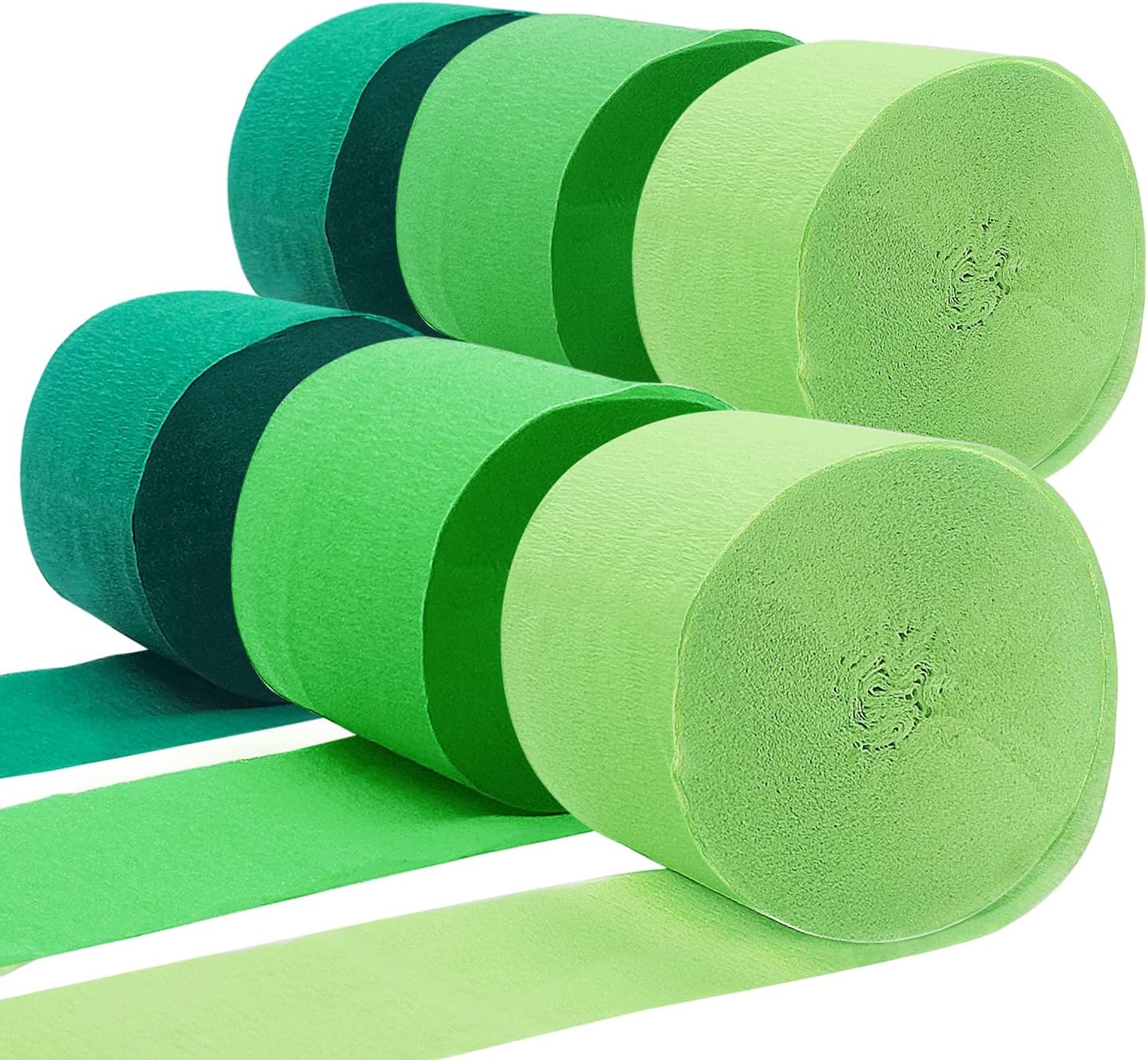 PheiLa Green Crepe Paper Streamers 6 Rolls 492ft, Crepe Paper Birthday Decorations Green Party Supplies for DIY Gift Wrapping Wedding Holiday Party Decor, 1.77 Inch x 82 Ft/Roll
