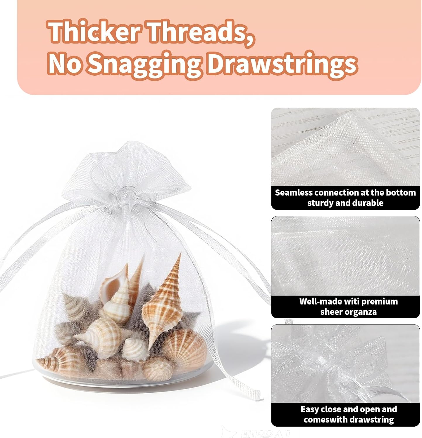 100pcs Organza Bags for Small Gift 4x6 Inch, Premium Mesh Bags Drawstring Candy Jewelry Packaging Sachet Bags, Easter Day Wedding Party Favors Small Gift Bag Durable & Scent-Free for Small Business