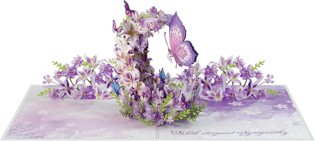 Moon Butterflies Pop Up Sympathy Cards with Envelopes, Sorry for Your Loss Card, Religious Pop Up Sympathy for Loss of Loved one, Mother, Father, Husband (PQ Moon Butterflies)
