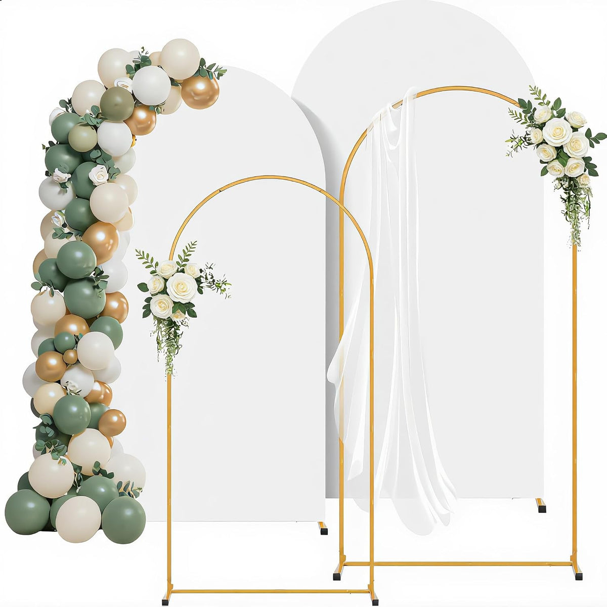 2 Pack Arch Backdrop Stand and Cover Set(7.2FT/6FT) Balloon Arch Stand