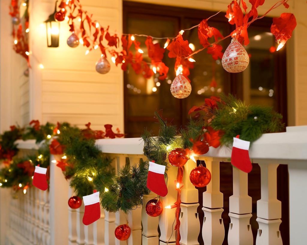 PENTA ANGEL Mini Christmas Stocking 12Pcs Red Snowflake Xmas Socks Knife Spoon Fork Pouch Bags for Thanksgiving New Year Party Silverware Holder Christmas Tree Fireplace Decoration (Classic, Red)