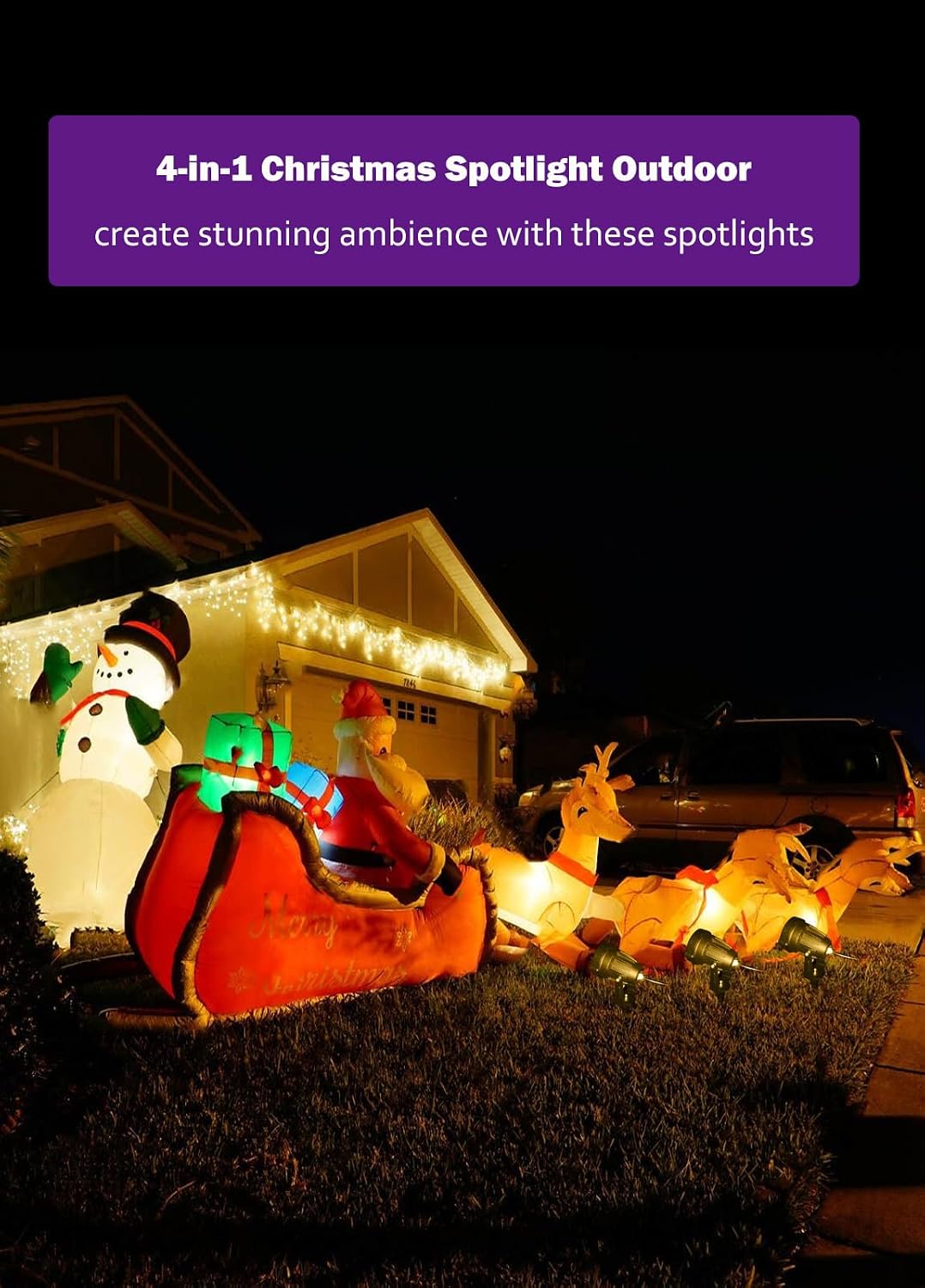 Spotlight Outdoor for Halloween Christmas: 4-in-1 RGBW Low Voltage Landscape ...