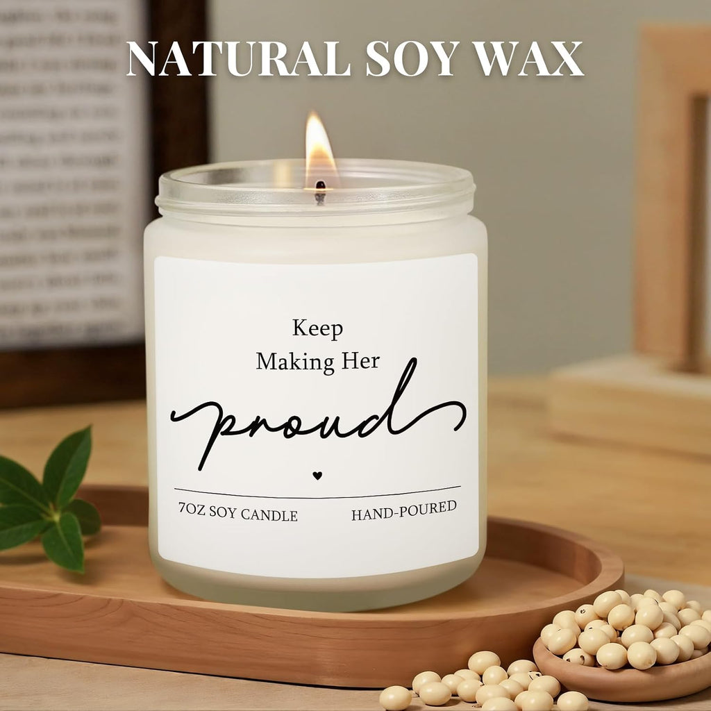 Sympathy Gifts for Loss of Loved One, 7OZ Lavender Scent Soy Wax Candle | Keep Making Her Proud Memorial Bereavement Candle Gifts, Remembrance Gift for Loss of Mom, Grandma, Sister, Wife