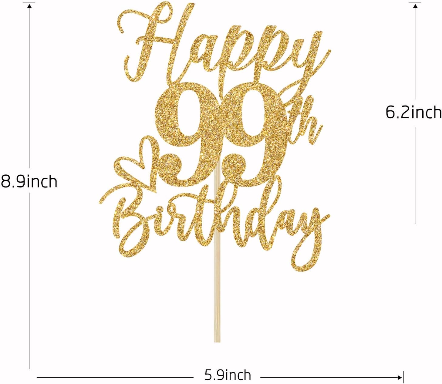 Happy 99th Birthday Cake Topper, 99th Birthday Decorations for Men/Women, Cheers to 99 Years, 99 Fabulous, 99th Happy Birthday Party Supplies Gold Glitter
