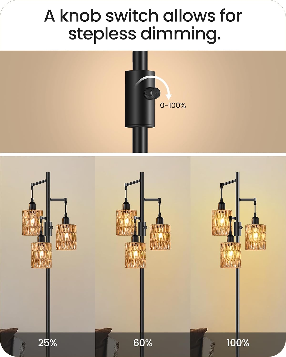 dimmable floor lamp, farmhouse tall standing 70.3" tree, package contents