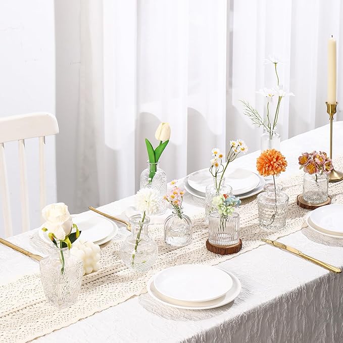 Bud Vases in Bulk 32, Clear Glass Bud Vases for Centerpieces, Small Vases for Flowers, Mini Vintage Flower Vase for Centerpieces, Wedding Table Decor, Home Decor