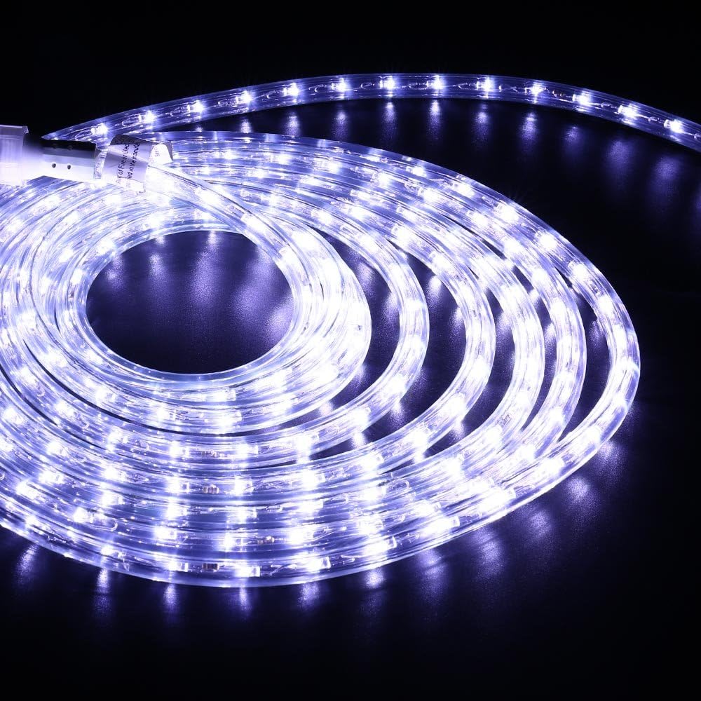 Brizled 18ft 216 LED Rope Lights, 120V ETL Listed Plugin Rope Lights Connectable Daylight White Indoor Outdoor Rope Lights Flexible LED Tube Lights for Holiday, Garden, Yard, Corridor and Patio Decor