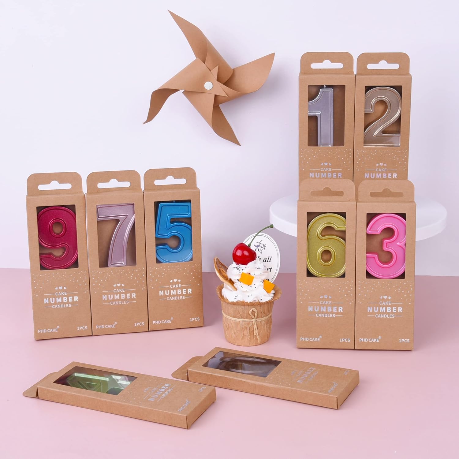PHD Luxe Gold 2.76 Inch 1 Number Birthday Candles, Gold Cake Candles, Party Celebration