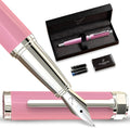 Ellington Pens Luxury Fountain Pen Set- Fountain Pens for Writing - Smooth Medium Nib - Includes Refillable Ink Converter, 3 Ink Cartridges [Black & Blue], Gift Box - Elegant Calligraphy
