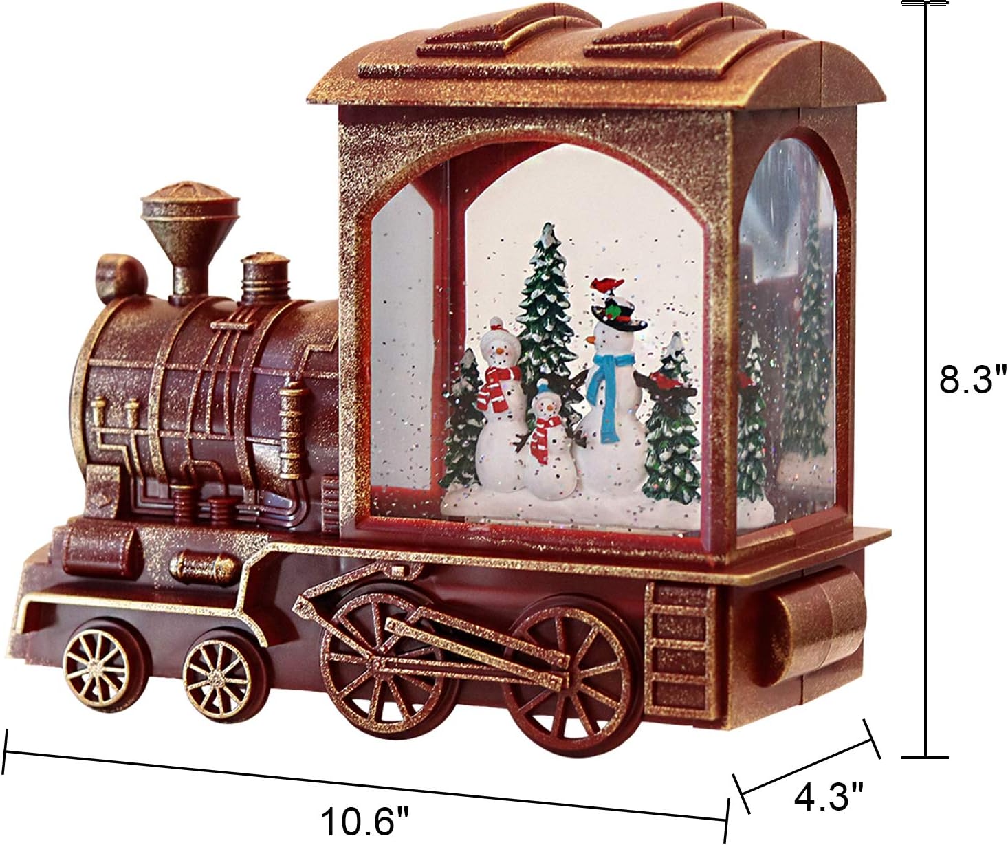 Eldnacele Singing Christmas Train Snow Globe with Music & Timer, Lighted-up Battery Operated Glittering Lantern for Christmas Table Centerpiece Decoration and Gift- Snowman