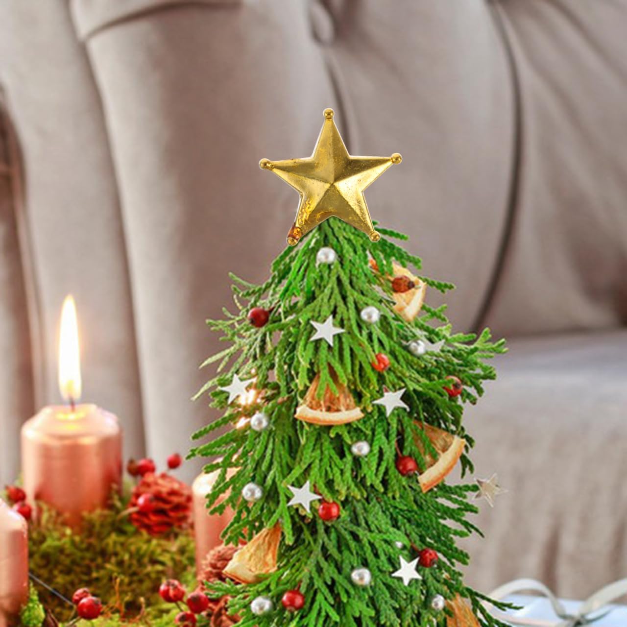 jojofuny 50pcs Mini Christmas Tree Star: Miniature Gold Christmas Tree Top Star Topper Decorations for Holiday Party Centerpiece Treetop Decor