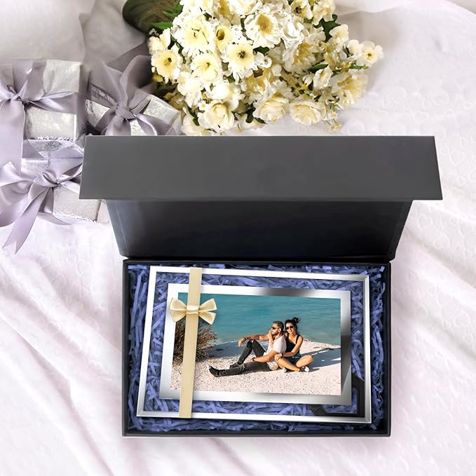 4 x 6 Glass Picture Frame Set of 10, Silver Mirror Photo Frames, Thin Border Desk Picture Frame for Office, College, Vertical and Horizontal Tabletop Display, Desk Decor