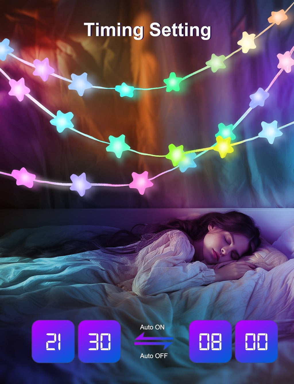 Smart Star Fairy Lights Color Changing String Lights APP Control for Dorm | 33Ft 66LED, 16 Million Colors, Remote, DIY, Music Sync, Twinkle Lights for Kid's Bedroom Classroom Christmas Decor,USB Plug