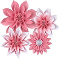 ADLKGG Paper Flower Fan Decorations, Pink Paper Fan Flower Wall Background for Classroom Decor, Tea Party, Spring Summer Party, Birthday, Baby Shower, Wedding, Nursery Decoration, Set of 4