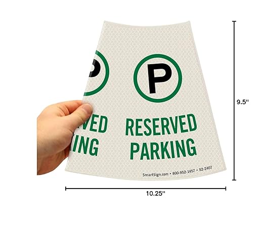 SmartSign 6-Pack 'Reserved Parking' Reflective Cone Message Sleeve Collar with Symbol, 360-Degree Visibility, Vinyl Signs for Traffic Safety Cones, 3-Side Print [Cone Not Included]
