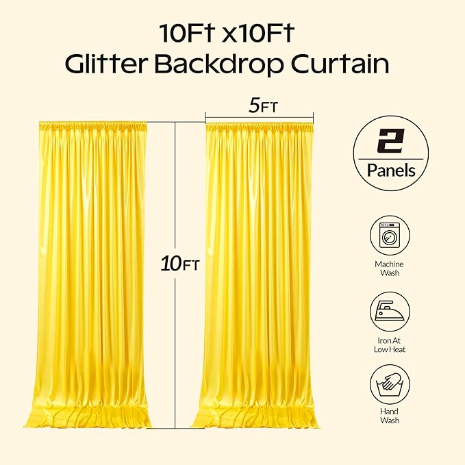 Gold Glitter Backdrop Curtain for Parties Wedding,10Ft x 10Ft Satin Shimmer Photo Backdrop,Non-Wrinkle Sparkle Drapes for Backdrop,Back Drop for Photography, Birthdays,Weddings,Prom
