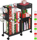 wrapping paper storage cart, rolling gift wrap station, main product view